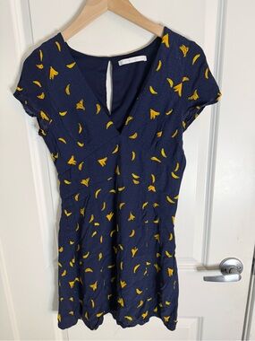 Collection B Navy Dress with Yellow Floral Motif